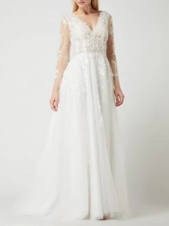 Unique Brautkleid Aus Spitze Und Chiffon - Offwhite