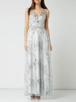 Unique Abendkleid Aus Mesh Mit Glitter-Effekt - Silber